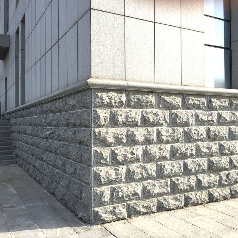 浅灰色 蘑菇石价格 外幕墙面 德恒 芝麻灰自然面 干挂石材贴图片