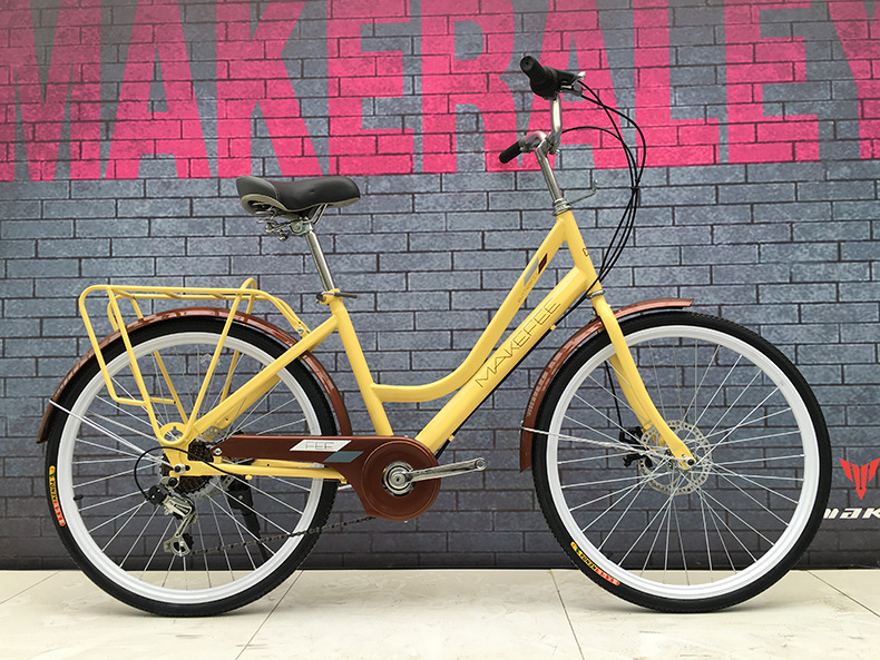 24蝴蝶兰7速双碟刹变速女式自行车 女款轻便车 变速城市自行车