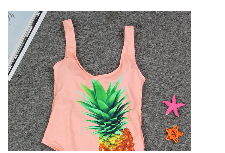 2018新款欧美时尚印花菠萝女士泳装性感露背连体游泳衣女一件代发