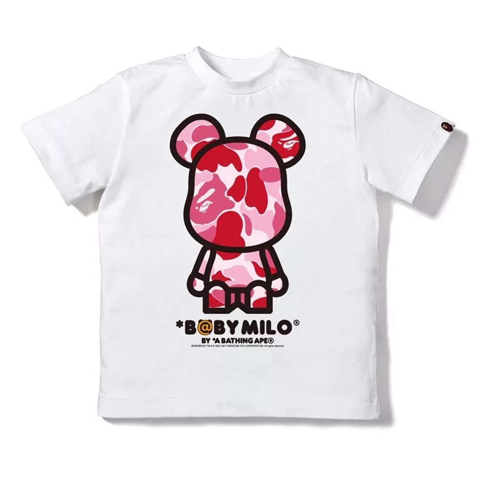 潮牌高端定制 夏款短袖t恤暴力熊迷彩上衣男女童卡通亲子装