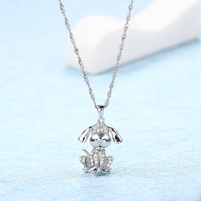 2019新款925纯银可爱小动物锁骨链狗狗项链吊坠本命年超吸睛时尚
