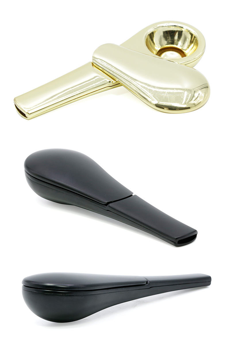 外贸出口锌合金勺子造型烟斗礼盒包装汤勺金属烟具批发多色gt7015