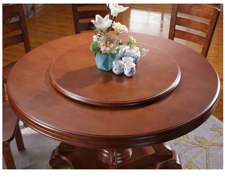 实木餐桌家用圆形酒店饭店餐桌椅组合批发现代中式1.6米1.8米圆桌