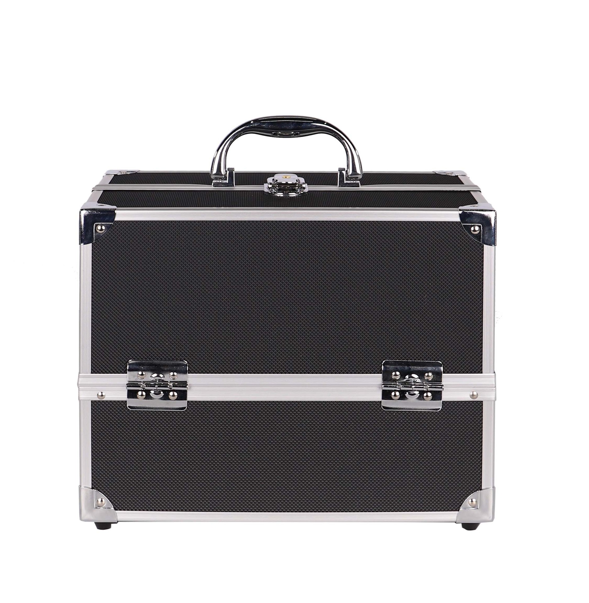 时尚多功能双开大容量铝合金化妆箱 便携多层美发美甲箱厂家直销