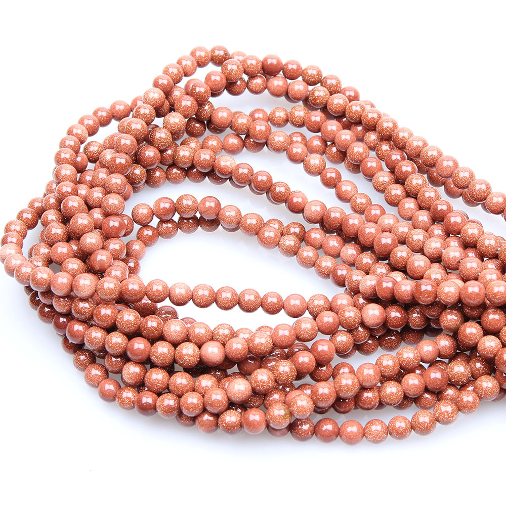 周连发45pcs 8毫米光滑表面红金沙石散圆珠水晶能量石材的珠宝