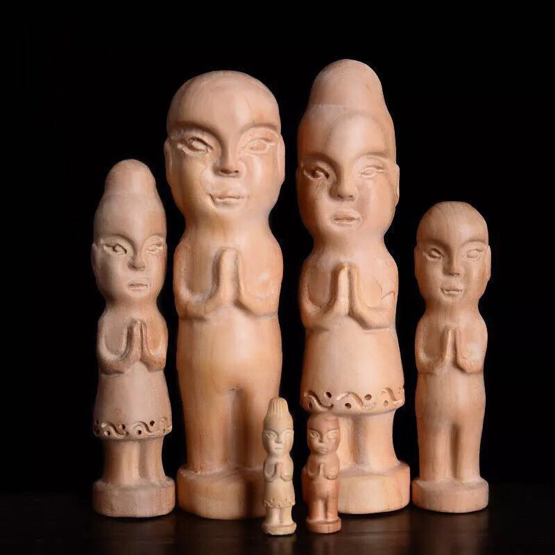 桃木手把件小人偶 肥城桃木请详细腻雕刻线条优美小人偶桃木人