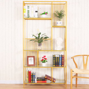 北欧创意铁艺书架 落地简约靠墙隔板架客厅隔断屏风置物架