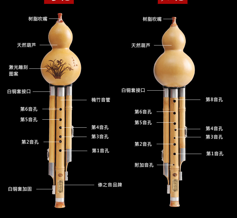 傣之音楠竹葫芦丝乐器初学c调降b调小学生儿童成人初学者胡芦丝