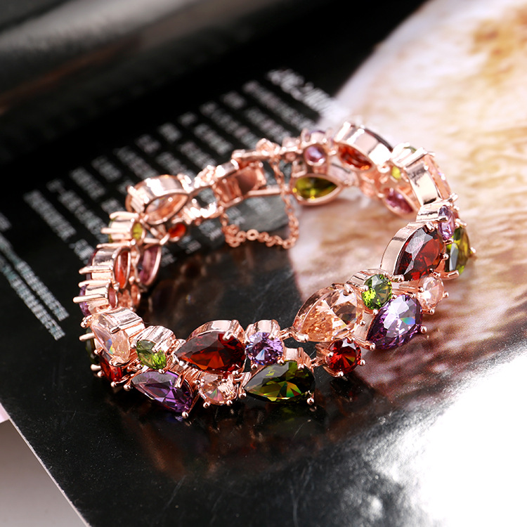 水晶锆石手链女超闪宝石手串梦娜丽莎彩色手串手饰品厂家直销批发