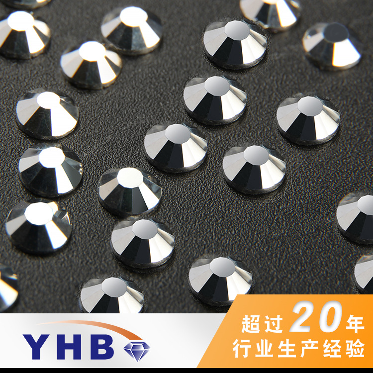 Factory Wholesale Textile Accessories Hot Drilling with Rubber Bottom Sparkle Silver Not Burr Nail Ornament Decorative round Flat Bottom Rhinestone