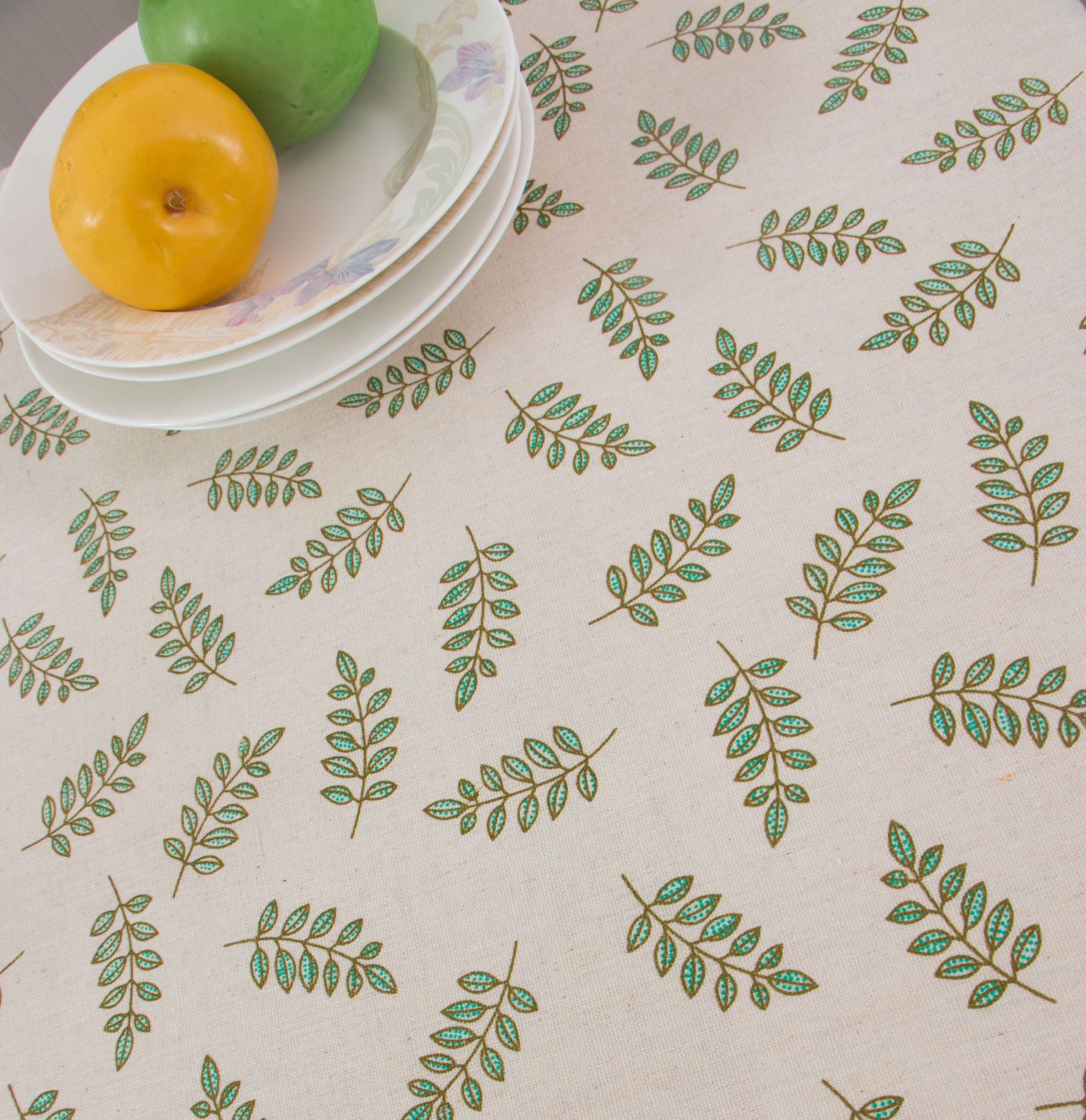 跨境长方形餐桌布绿叶小清新棉麻桌布家用客厅多功能台布批发