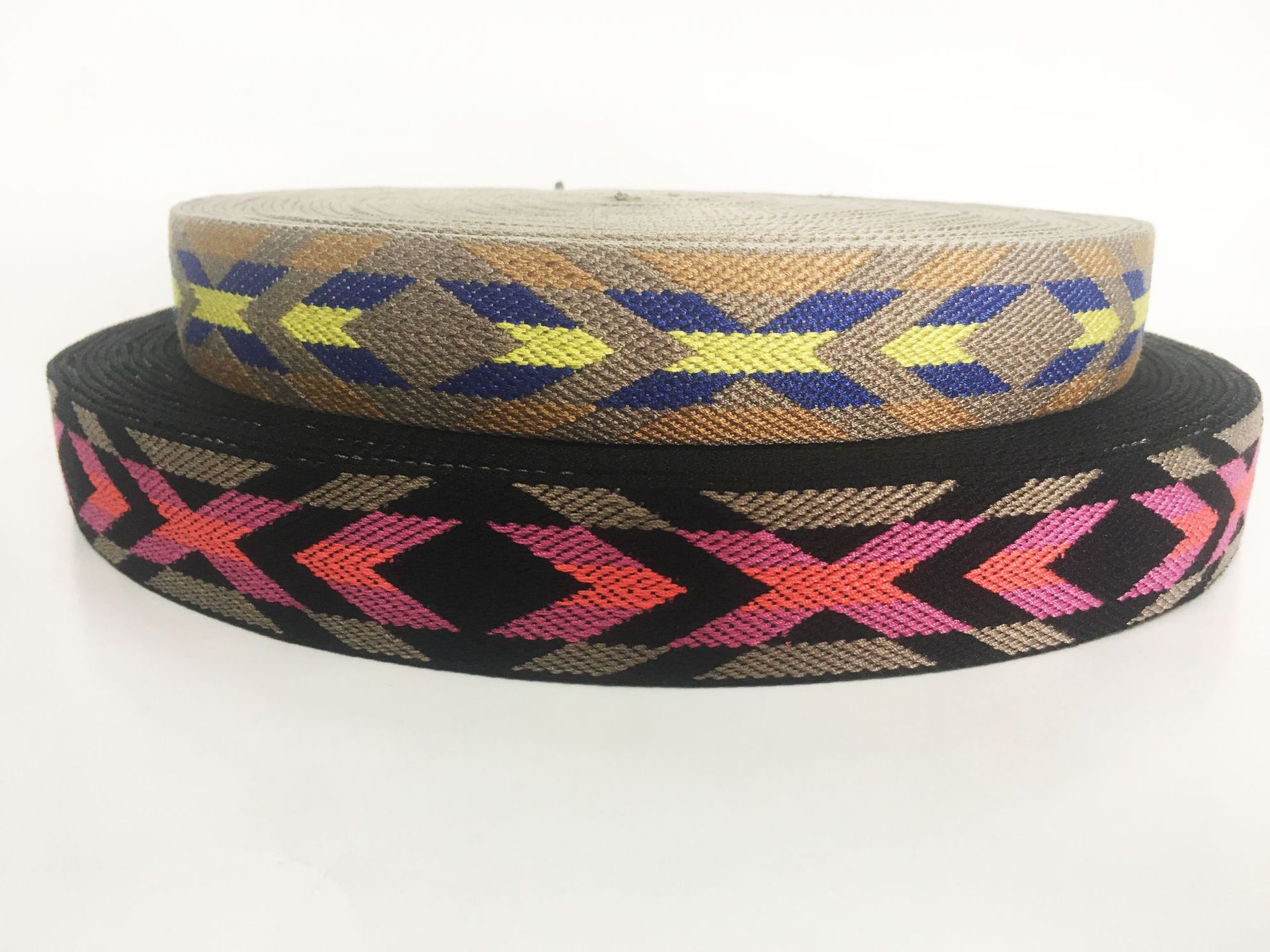 仿棉间色提花织带间色带肩带腰带各式纹路订制来样加工