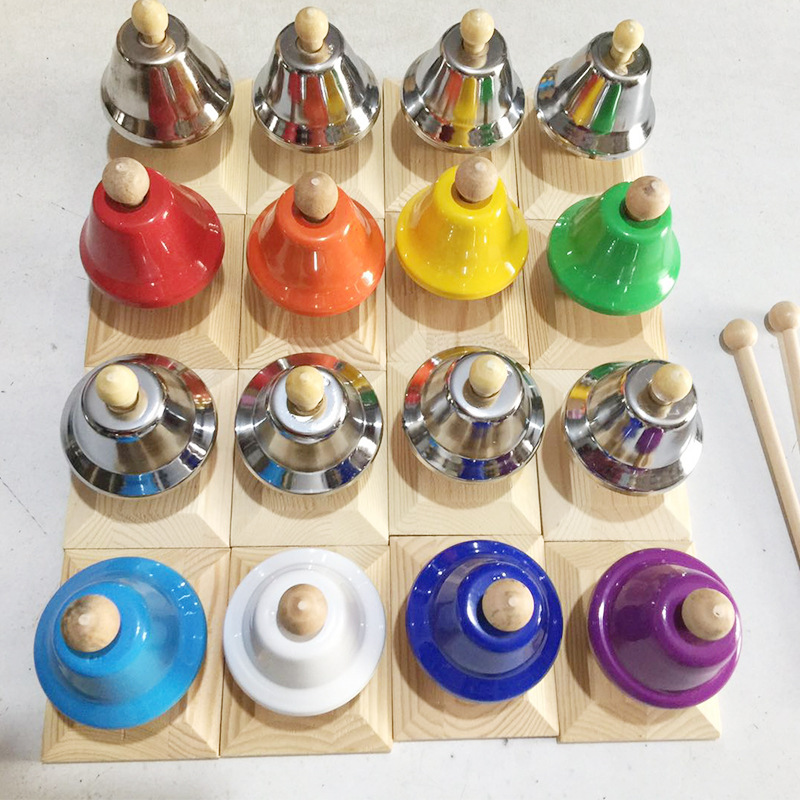 创意音感钟打击乐器 八音课铃碰钟 彩色8音课钟手按铃按钟