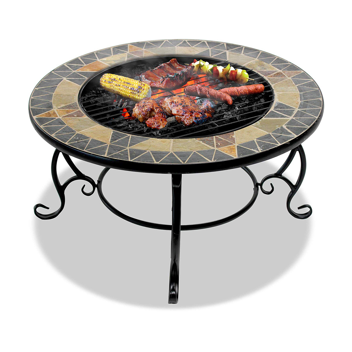 厂家直销bbq铁艺烧烤桌户外马赛克火炉桌烧烤架烤火盆火炉可定制