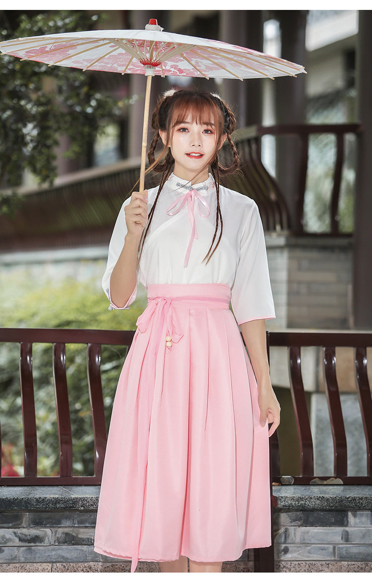 汉服春季襦裙 日常汉元素古装武侠风学生装班服女装情侣制服服