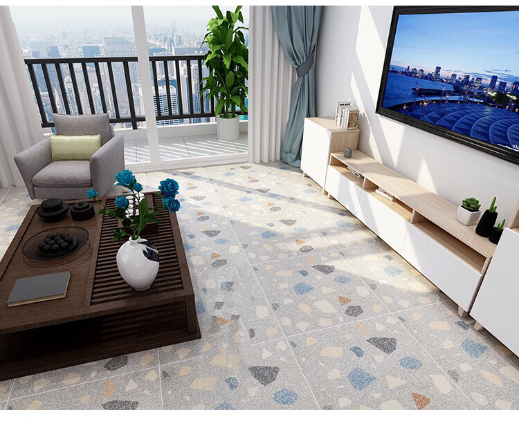 通体彩色水磨石600x600仿古瓷砖哑光地砖客厅餐厅阳台防滑耐磨砖