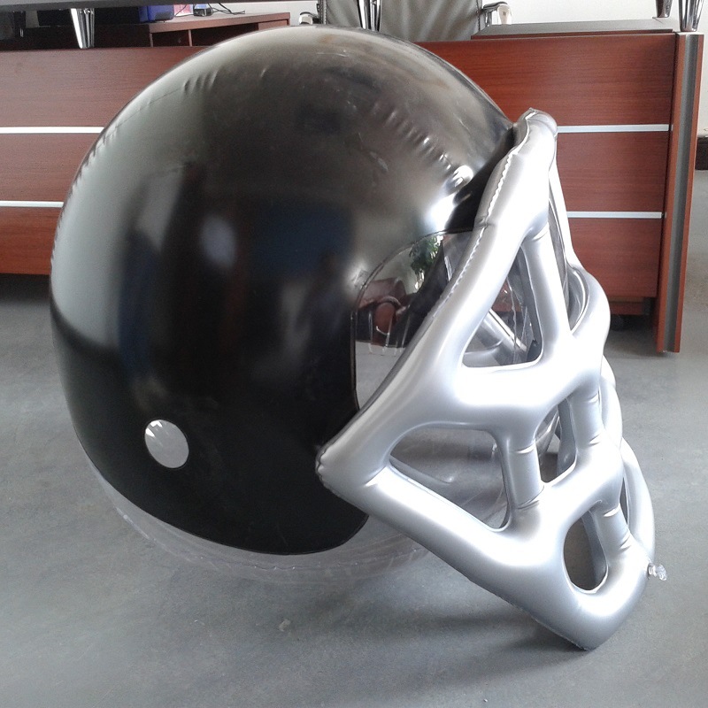 东莞工厂pvc充气广告头盔万圣节恶搞头盔模型可放气折叠定做logo