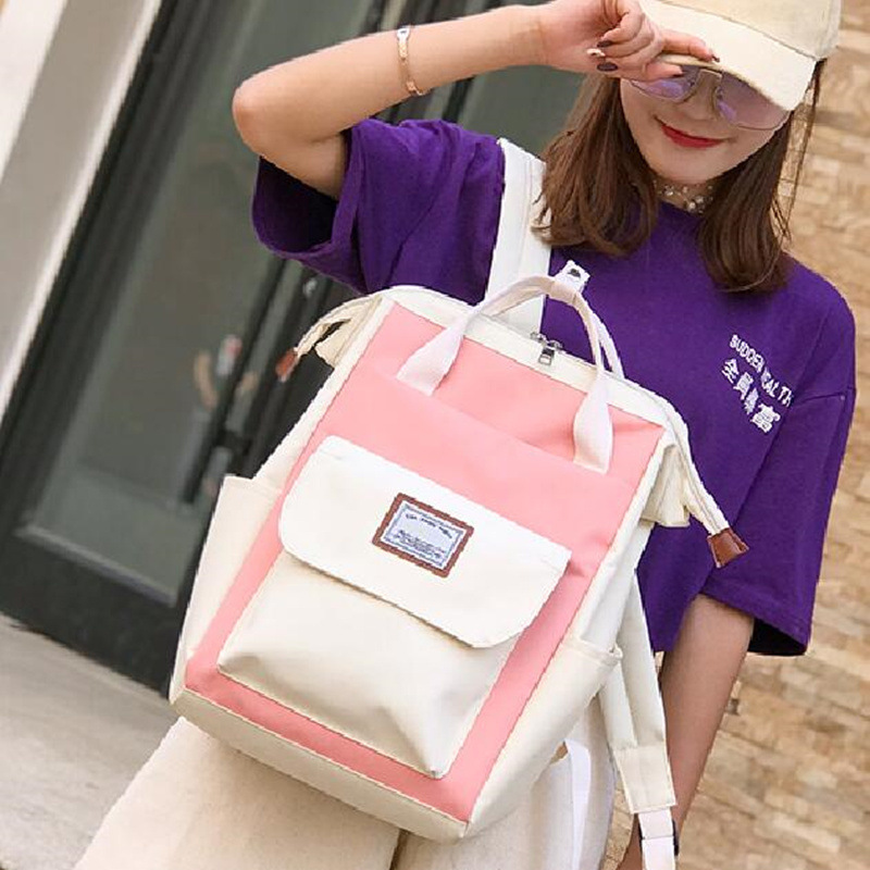 Women's Backpack 2019 New Korean Style High School Student Schoolbag Computer Bag Large Capacity Clip Mouth Travel Backpack Wholesale