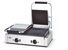 欧特厂家直销商用电热压板扒炉OT-813双头压板扒炉三明治烤肉扒炉