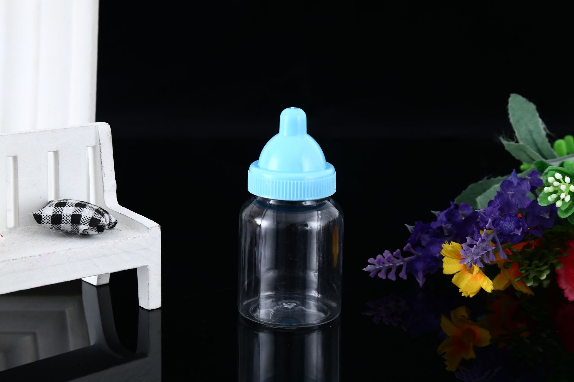 厂家批发卡通塑料奶瓶储物pet 6号连体盖奶瓶子 透明塑料存钱罐