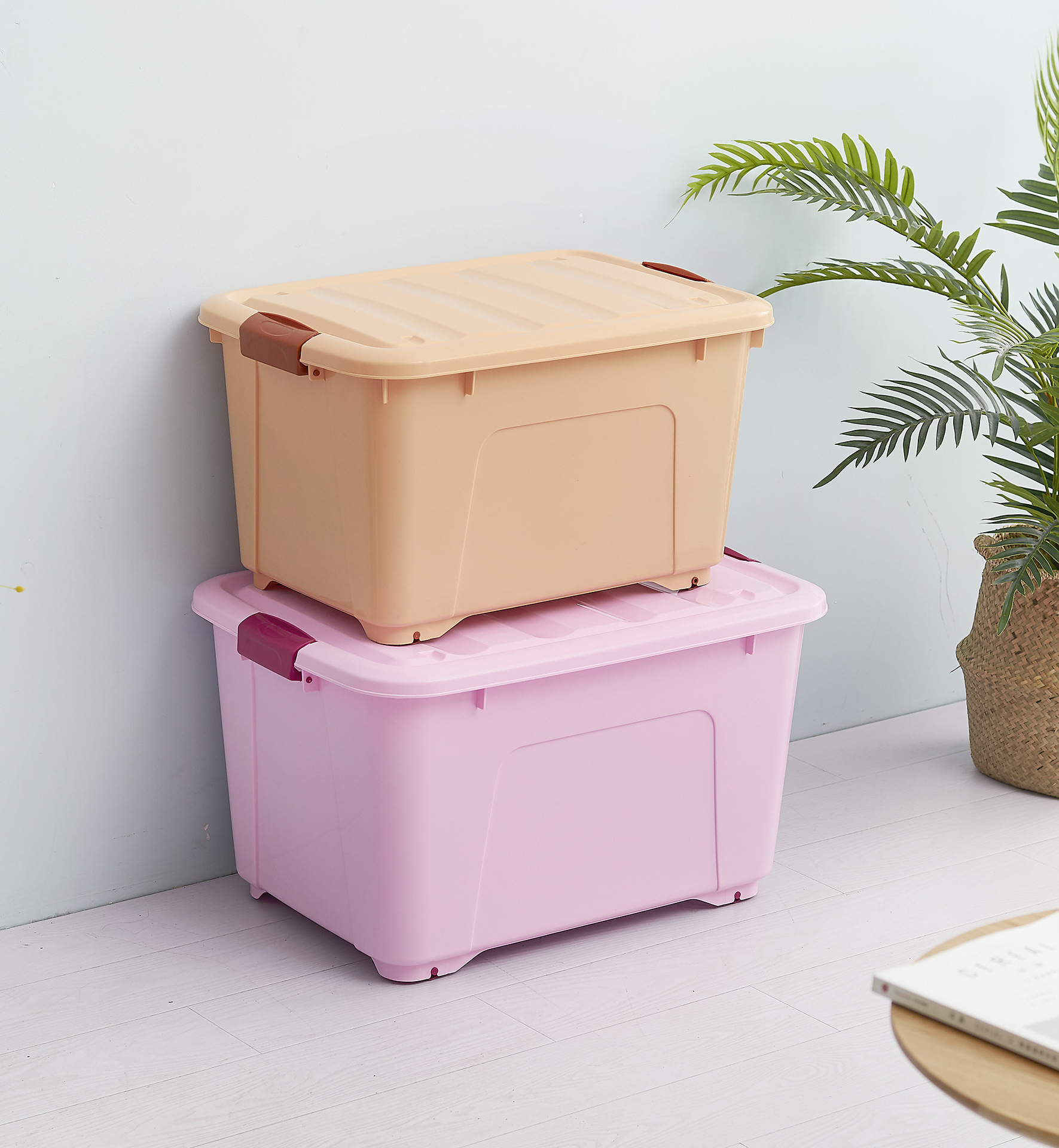 250l特大号收纳箱塑料棉被子衣服储物箱玩具收纳盒加厚滑轮整理箱