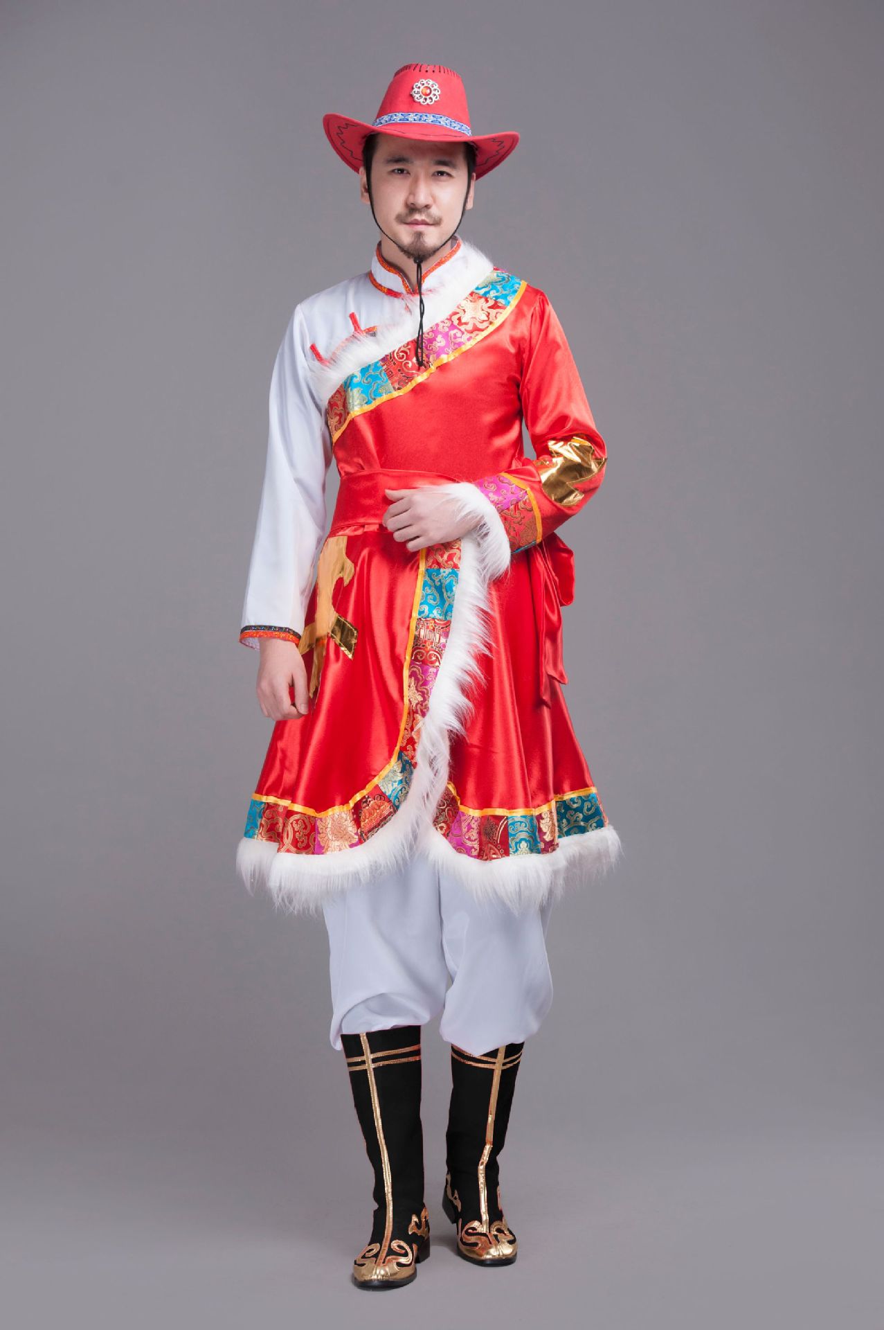 新款蒙古族舞蹈演出服女成人少数民族表演服蒙古长袍舞台服装批发
