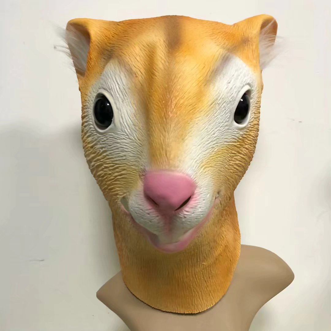 厂家批发松鼠面具 仿真乳胶动物龙猫头套仓鼠万圣节化妆舞会派对