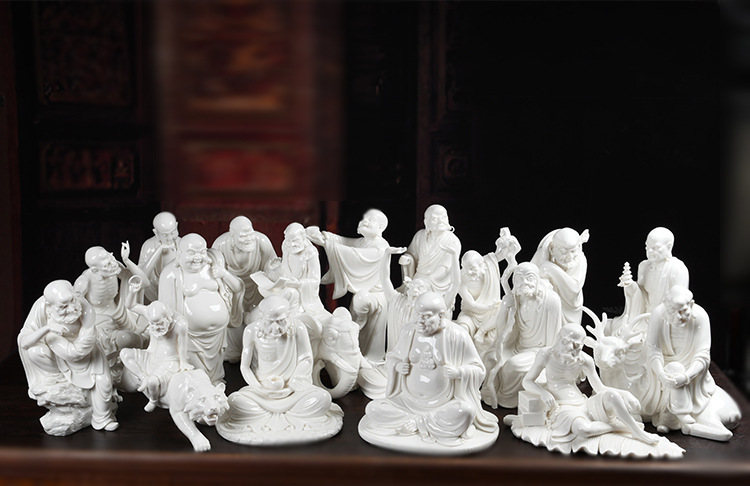 十八罗汉陶瓷佛像之伏虎罗汉德化白瓷客厅摆件镇宅礼品工艺品摆件
