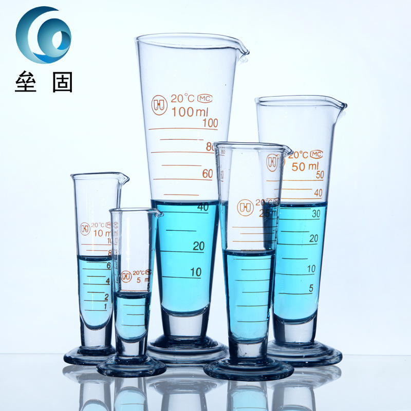 玻璃量杯 锥形半线刻度量杯 实验室量具量器5ml~1000ml