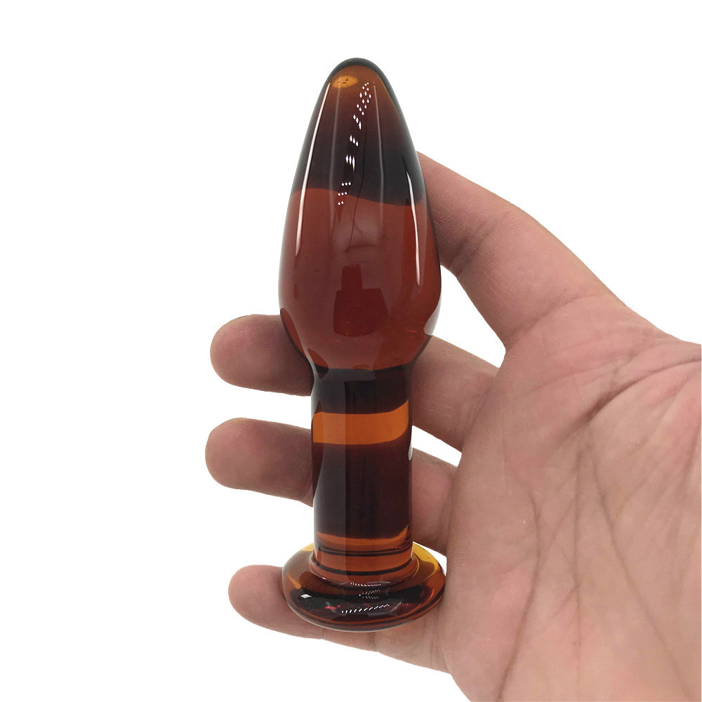 zcz褐色水晶玻璃肛塞后庭男女用自慰器玩具阳具棒开扩肛gay玩具