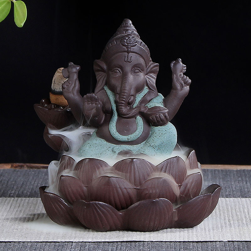 东南亚象神迦尼萨泰国印度佛教跨境象头神佛像紫砂莲花高山流水