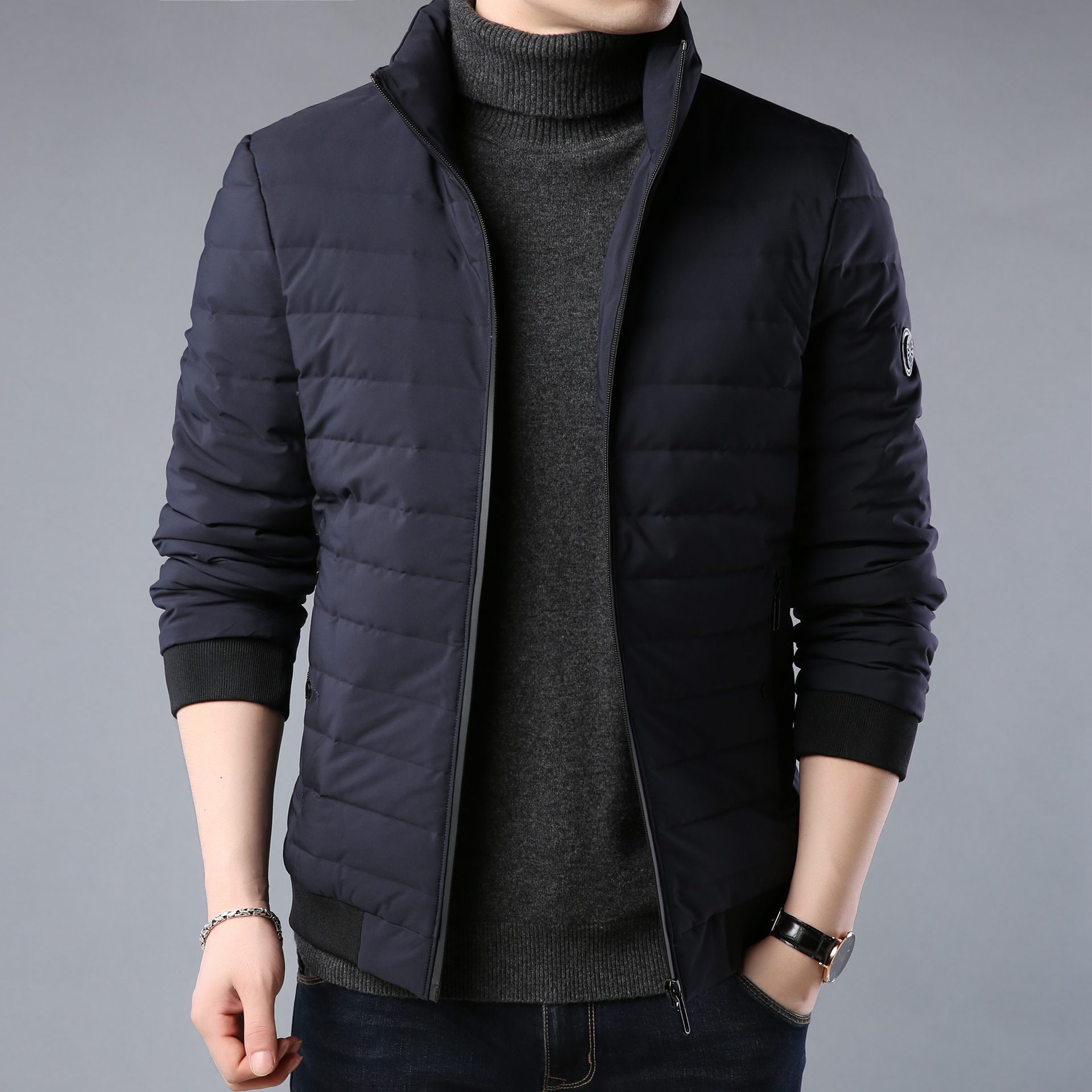 特步薄羽绒服男