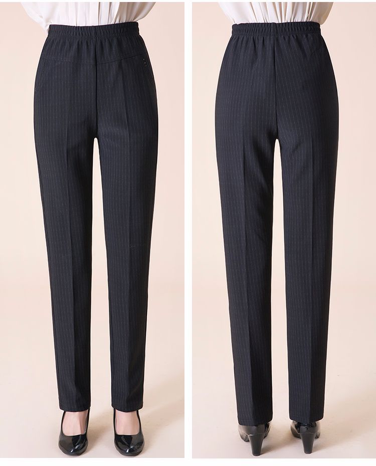 中老年女装直筒妈妈裤春秋松紧腰高腰长裤女老年人奶奶宽松女裤