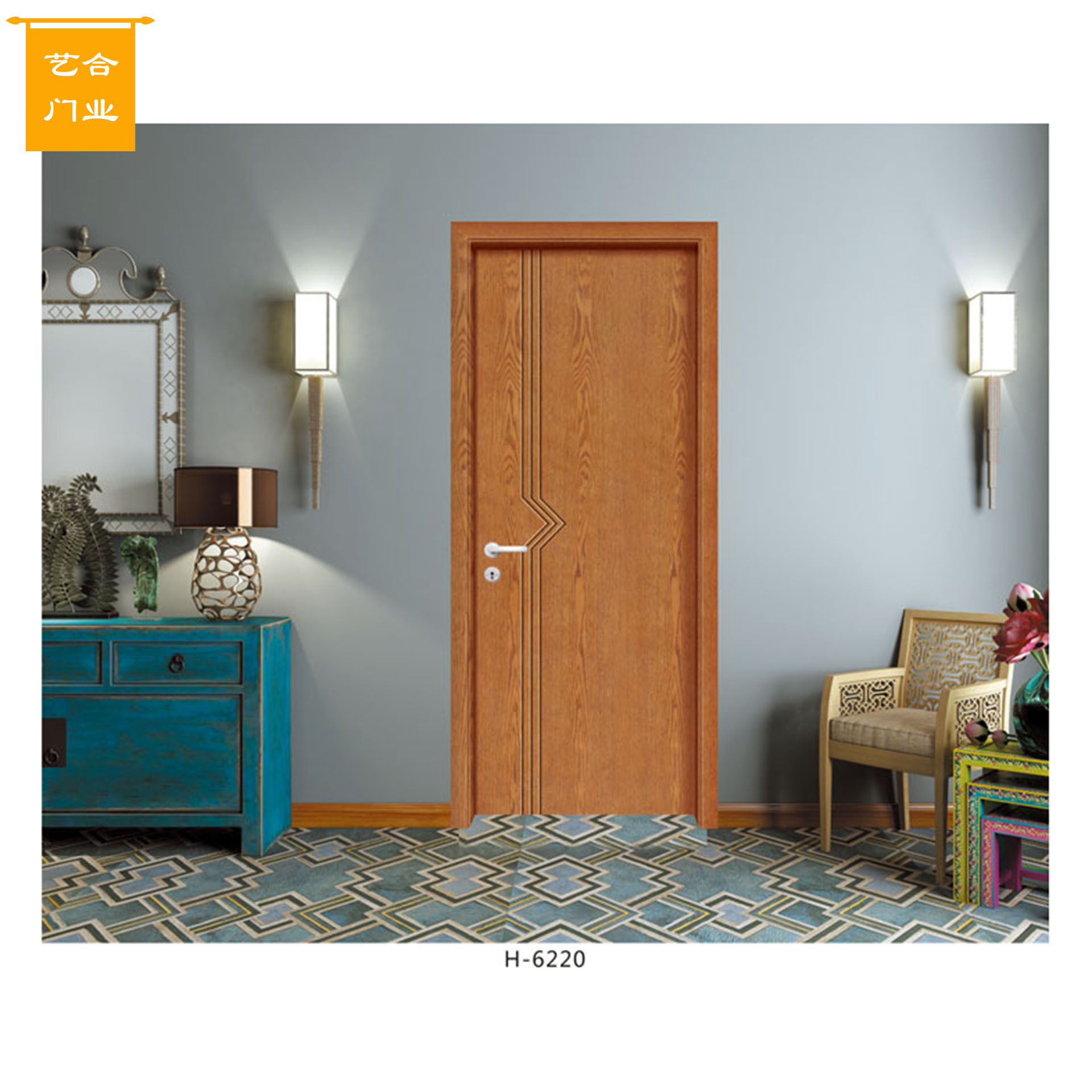 厂家定做批发红胡桃原木门 实木门套装别墅大门原木 室内平开木门