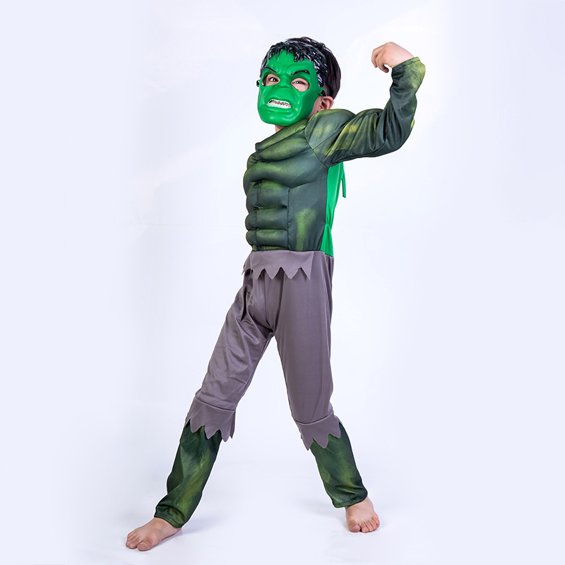 万圣节儿童摄影服装复仇者联盟 绿巨人肌肉服儿童演出服厂家批发