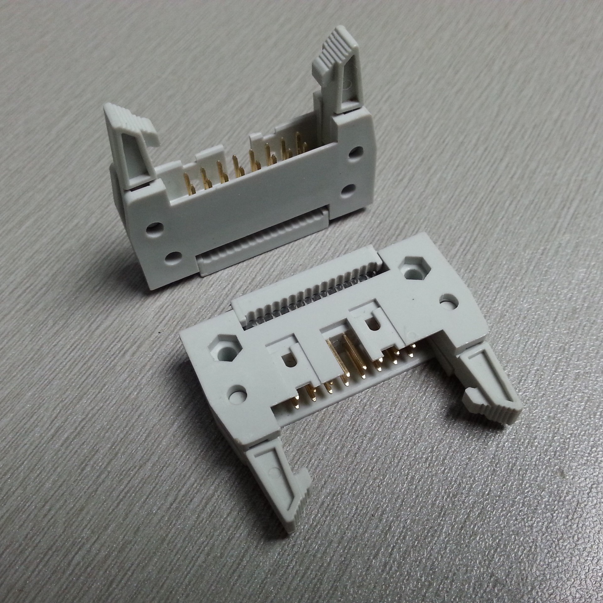 idc扁平排线座 16pin压排牛角插座 无固定脚 灰色idc插头 双排针