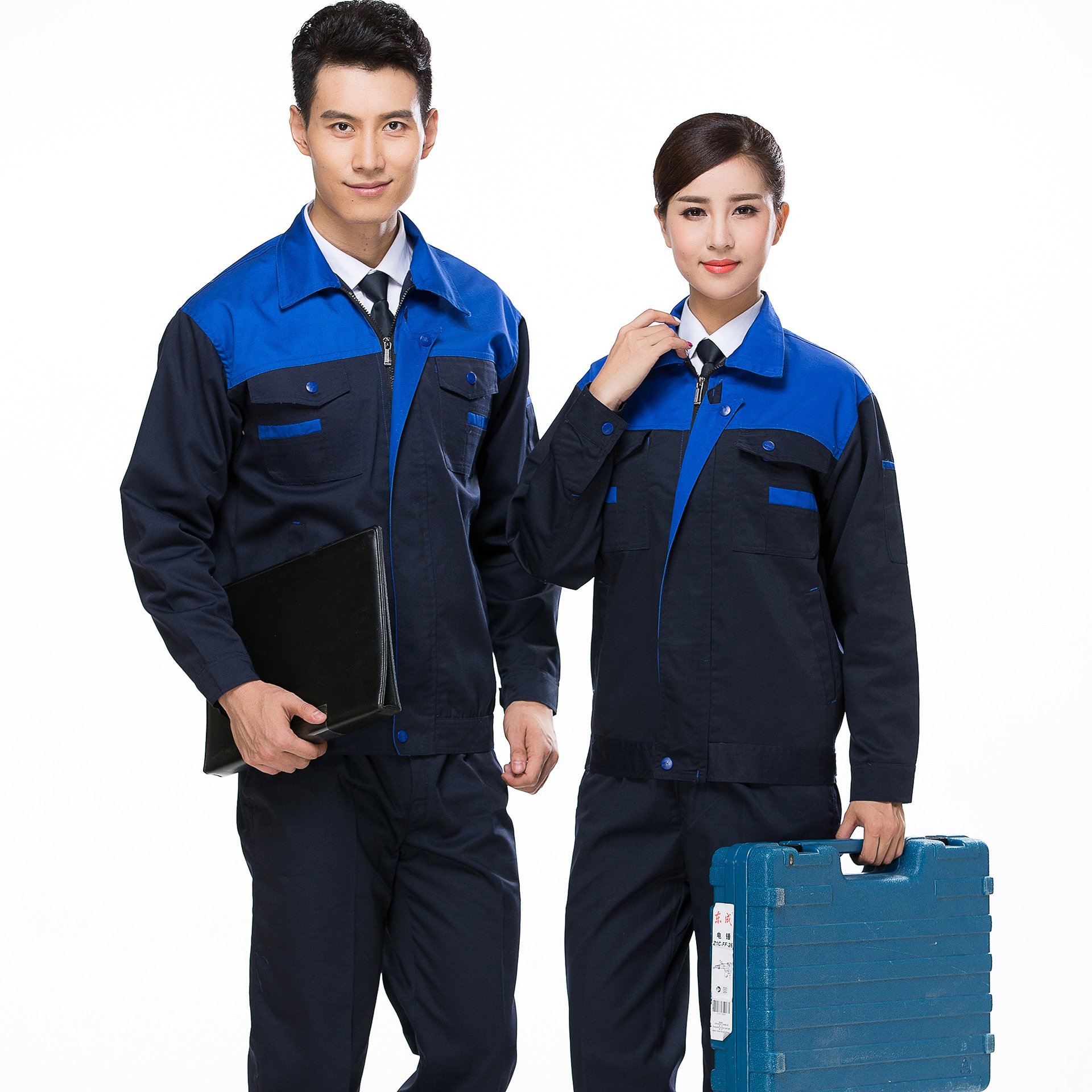 秋冬长袖工作服套装男女汽修工装上衣工行车间厂服长袖劳保服厂家