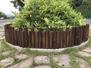 木栅栏厂家直销圆木桩防腐木栅栏草坪护栏 碳化色实木围栏