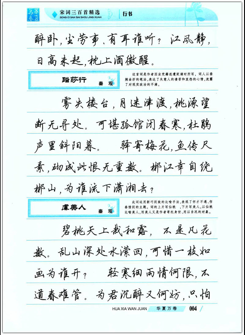 书法/练字/硬笔/钢笔字帖 宋词三百首精选 行书 田英章正版图书