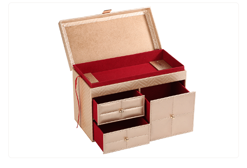 三层双抽屉珠宝盒 首饰盒 结婚百宝盒 首饰饰品收纳箱珠宝箱定制