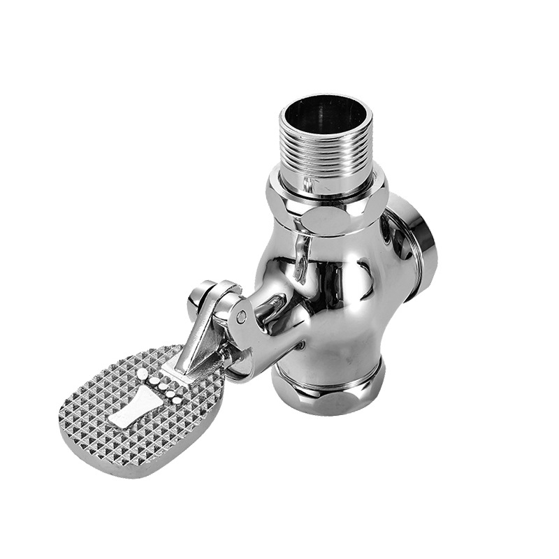 全铜蹲厕脚踏冲水阀 四通卫生间厕所大便脚踩冲水阀 蹲厕脚踏大便