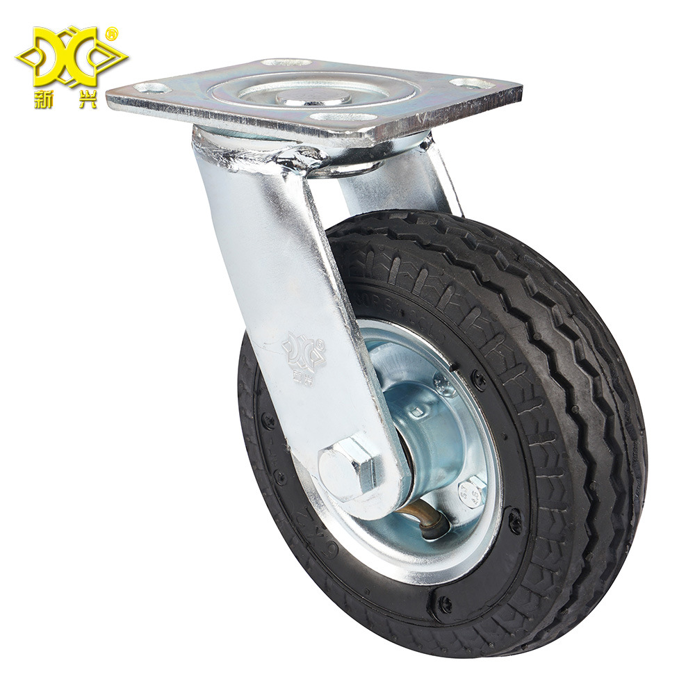 6寸镀锌充气橡胶万向轮 打气轮酒店房口车静音轮行李车手推车脚轮