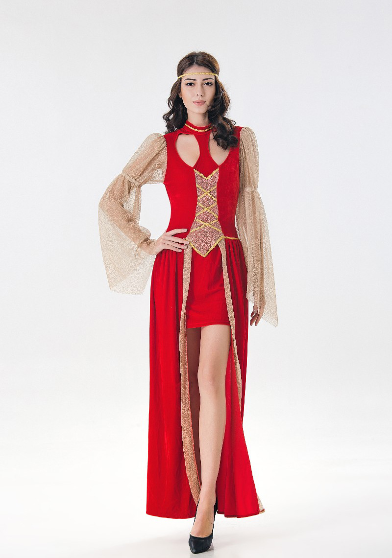 分码万圣节服装 新款 成人女欧洲贵族宫廷女王公主长裙舞会演出服