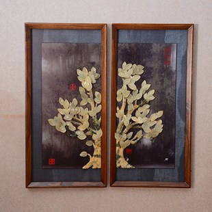 木雕玄关装饰画 客厅餐厅圆形浮雕壁画实木挂画 中式古典玉雕画