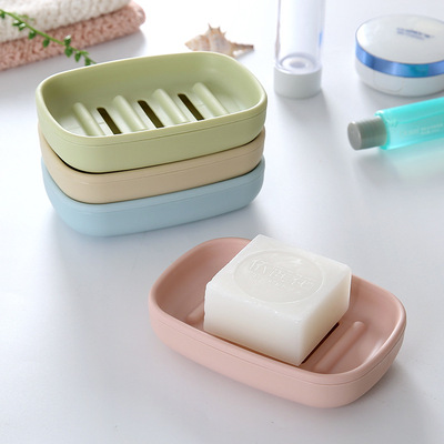 日式简约双层肥皂盒 塑料加厚沥水香皂盒方形带盖手工皂盒批发