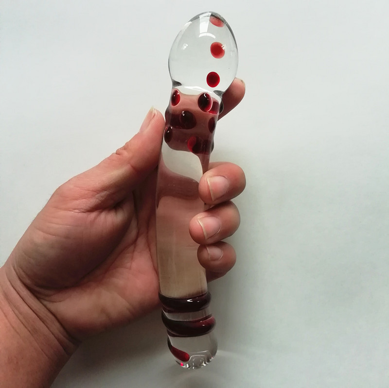 水晶阳具肛门栓琉璃魔法棒 女用大颗粒玻璃自慰棒器具 假阴茎情趣