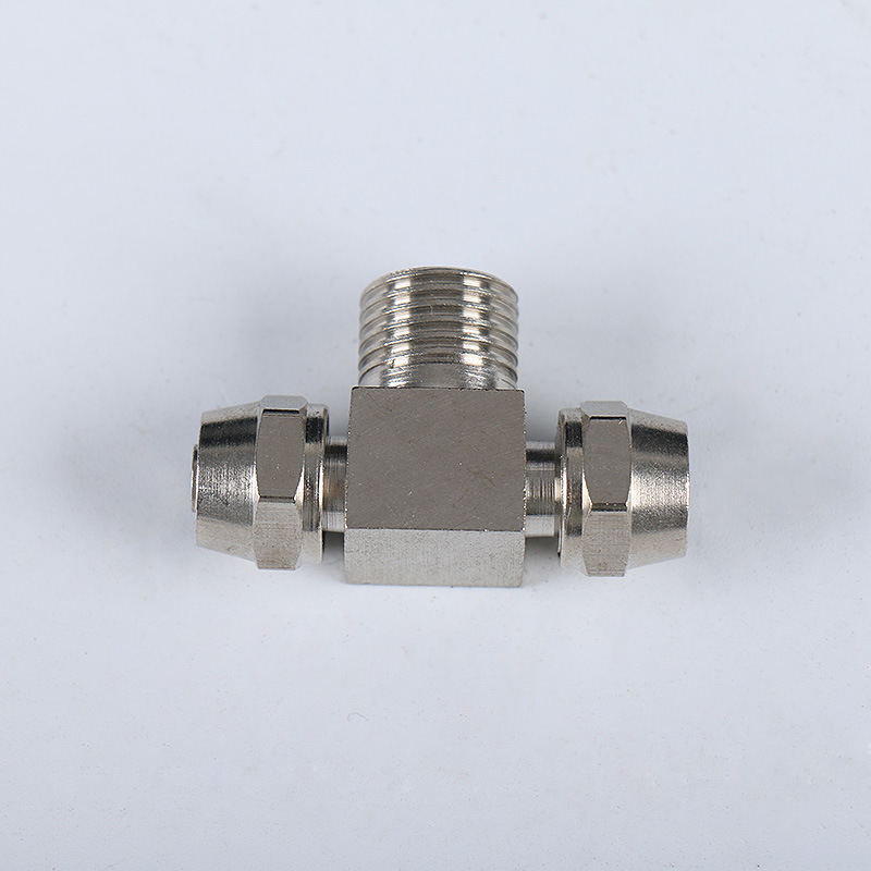 厂家直销铜镀镍快拧外丝三通 活接万向旋转快拧旋转终端接头