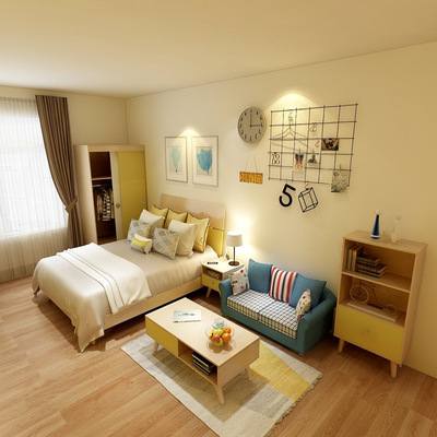 公寓家具全屋定制青年公寓单身公寓简约现代北欧风格板式生产厂家