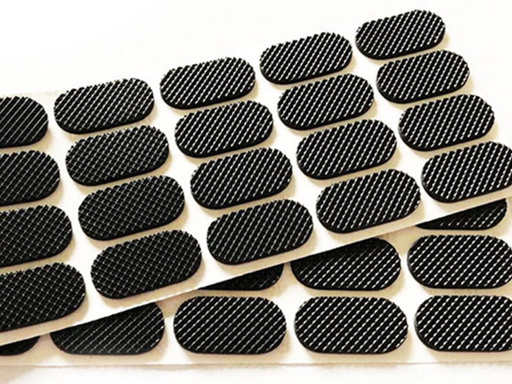 黑色 网格纹橡胶脚垫 防滑垫 背胶自粘 橡胶垫片 圆形胶垫 减震