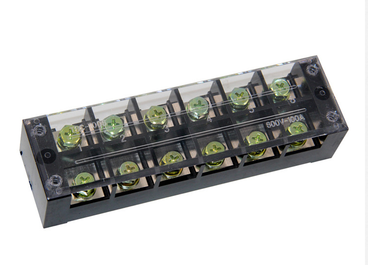 热销(tbc1006)(100a 6p)固定式端子板阻燃接线端子接线板端子排.